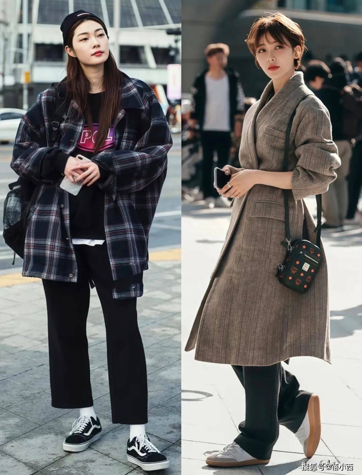 去了韩国才发现：满大街都在穿“大衣+运动鞋”，高级时髦还好看