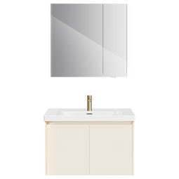 恒洁（HEGII）浴室柜 陶瓷一体盆奶油风洗脸盆智能美妆柜组合BK6189-080C除雾款