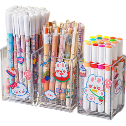 透明首饰盒耐摔大容量学生文具盒简约风格办公室桌面亚克力收纳盒 透明款【2个】送贴纸