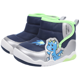 江博士（DR·KONG）冬季男女宝宝加绒保暖儿童棉鞋卡通魔术贴儿童靴子 蓝/银/绿 19
