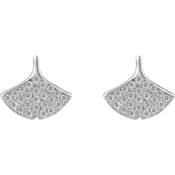 周六福（ZLF）圣诞礼物 S925银饰耳钉女杏叶简约可爱气质银饰耳饰送生日礼物 耳饰一对