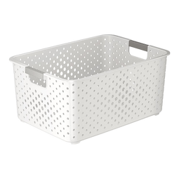 稻草熊零食玩具收纳篮家用杂物整理筐大容量书本储物篮厨房多功能塑料盒 中号1个装【26.5*17.5*11】 北欧白