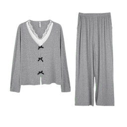 安之伴【巨柔软】睡衣女春秋季2025新款优可丝宽松大码可爱家居服 深花灰【柔软有弹性-超透气】 S