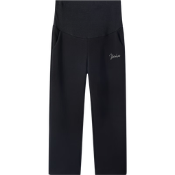 英氏（YEEHOO）秋冬加绒孕妇裤外穿托腹裤垂顺阔腿裤全孕期可穿时尚显瘦 黑色 M【建议体重80-100斤】