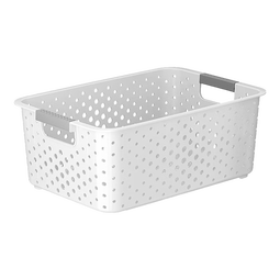 稻草熊日式杂物收纳筐家用零食玩具塑料厨房浴室收纳盒宿舍办公收纳篮 收纳筐-北欧白 中号【单个装】