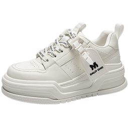 MIO张真源李宇春张雨绮同款米奥休闲板鞋冬新款厚底增高5.5小白鞋女 白色 34 (220mm)