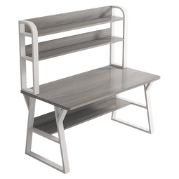 富禾实木电脑桌台式书架一体书桌简约家用桌椅组合学习桌卧室写字桌子 双层白杉木色-白架80*50cm 【单桌】加粗钢架