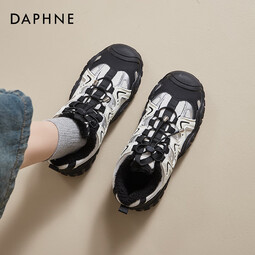 达芙妮厚底登山鞋女2025新款冬季加绒运动雪地靴轻便防滑东北棉鞋 米黑色【加绒保暖】 35