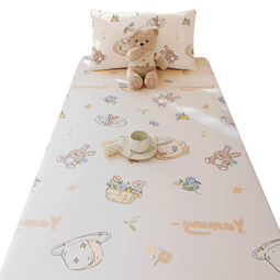 卡通单件非全棉纯棉被单水洗棉学生宿舍单人床单2025新款四季通用 兔兔下午茶 200cm*230cm 适合1.8米床用