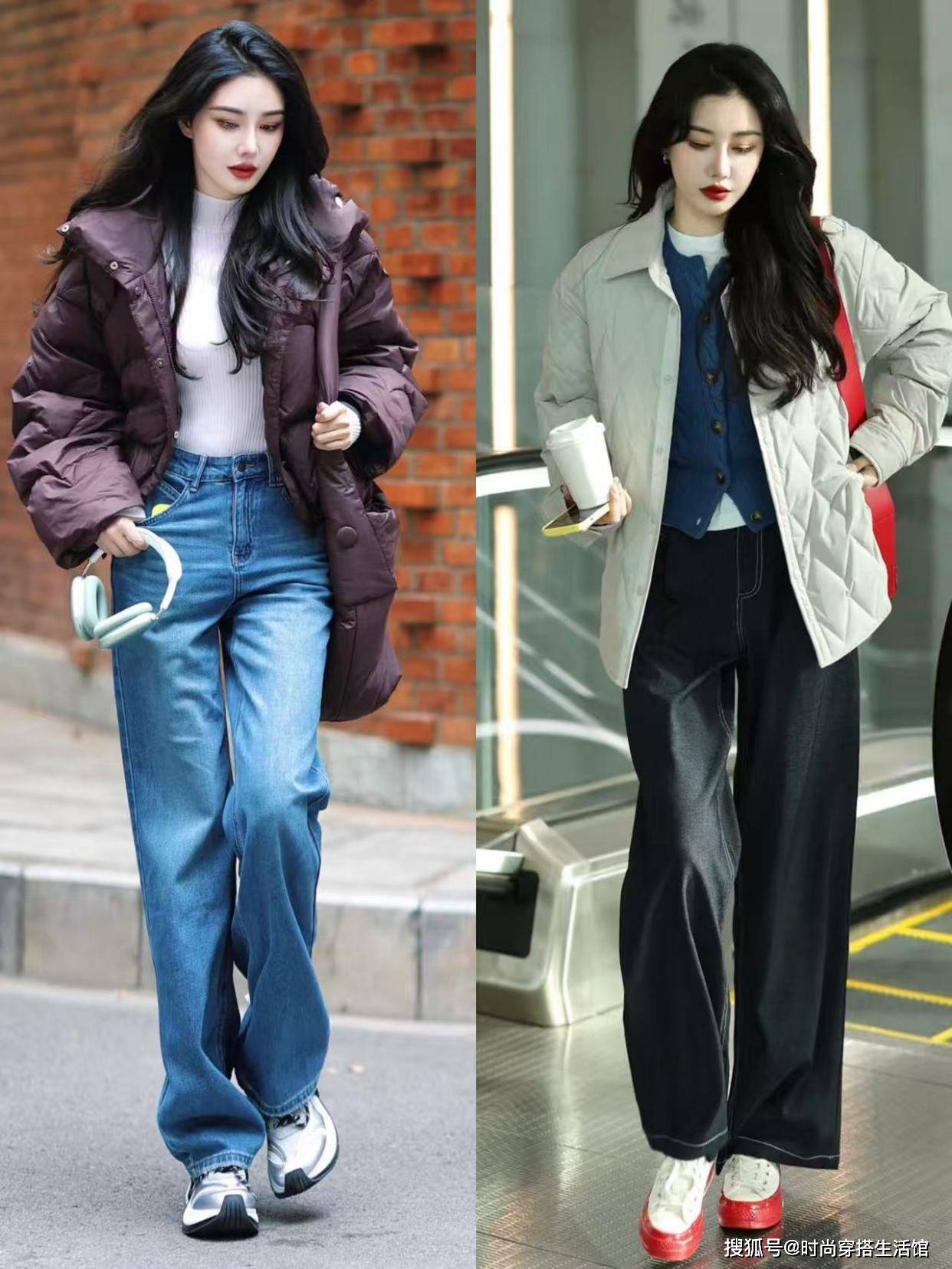 今年冬天“短羽绒＋阔腿裤+运动鞋”火了，这样穿保暖又高级，好美