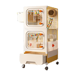 宠趣汇鸟笼易清理鹦鹉专用鸟笼八哥大号透明豪华鸟笼别墅家用造景 小号36*36*60-一层一室-大抽屉 基础7件套：详情页看明细