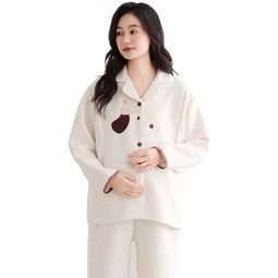 婧麒（JOYNCLEON）月子服空气层加厚孕妇睡衣保暖月子服产妇哺乳家居服女 彩色帽 L