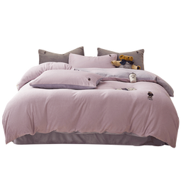 Teenie Weenie小熊牛奶绒四件套秋冬季加厚珊瑚绒法兰绒床上被套学生宿舍套件 (D03)-水晶紫＋千黛紫 0.9/1.2m床 床单款 被套150*200