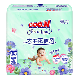 大王（GOO.N）【品牌直供 安心品质】花信风纸尿裤干爽轻薄夏日尿不湿纸尿裤 【芯升级】纸尿裤NB26片 (小于5KG)