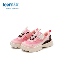 天美意童鞋2025年春秋新款女童百搭防滑户外休闲鞋男童旋扣运动鞋 花丹粉 26
