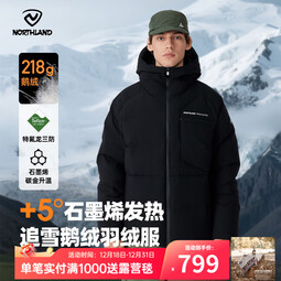 诺诗兰秋冬户外男女羽绒服防寒保暖可升温三防高蓬鹅绒羽绒外套面包服 纯黑色 XS (155) 80斤 卡码拍小