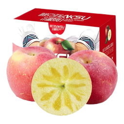 阿克苏苹果正宗新疆阿克苏冰糖心苹果大果整箱生鲜水果专区时令红富士 送礼 带箱5斤 净重4.5斤 单果75-80mm