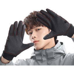 匹克保暖手套男冬季加绒加厚防风防寒骑行摩托运动滑雪手套可触屏 曜石黑【普通加绒】1对装 均码