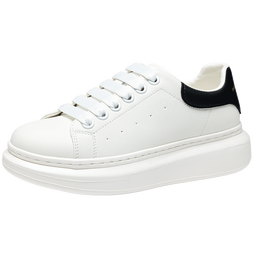 马克华菲男士小白鞋男2025新款透气厚底休闲鞋百搭运动板鞋 白黑色 42