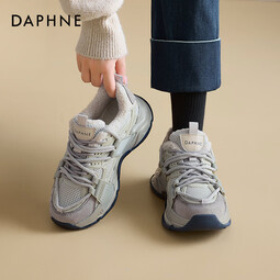 达芙妮加绒老爹鞋女2025新款冬季加厚保暖东北棉鞋防滑防水运动雪地靴女 灰色 【加绒保暖】 35