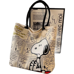 新款史努比帆布包大容量单肩通勤托特帆布包女耐用环保手提袋卡通 史努比【款式四】28*30*6cm