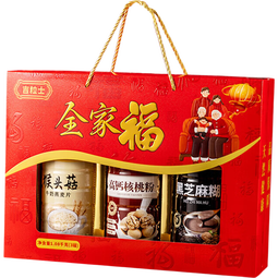 【买一送一到手两提】年货高档礼盒牛奶燕麦芝麻糊核桃粉送礼食补 全家福高端礼盒装到手1.08KG 约：长45CM*宽11CM*高32CM