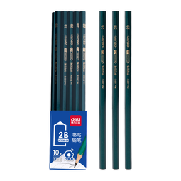 得力（deli）经典绿杆10支2B铅笔原木六角笔杆学生考试素描绘图铅笔写字练字书写学生开学新年礼物