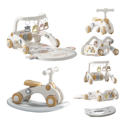 盟石（cute stone）脚踏钢琴婴儿健身架玩具0-6个月新生儿见面礼品宝宝满月早教礼物 【小虎鲸】7合1健身架+学步+滑行-礼盒装