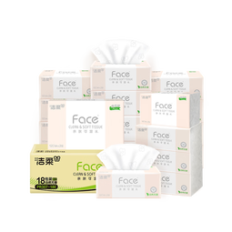 洁柔抽纸粉Face软抽加量大抽数可湿水面巾纸擦手纸餐巾纸卫生纸家用 3层 150抽*24包