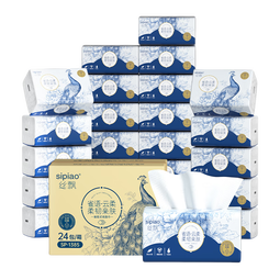 丝飘（SIPIAO）抽纸雀语系列4层柔厚400张*24包软抽纸餐巾面巾卫生纸整箱