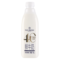 1号会员店（One's Member）4.0g乳蛋白鲜牛奶 1kg*2瓶 限定牧场原生高钙早餐奶 巴氏杀菌乳