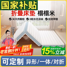 能见度德国VISIBL 定制定做可折叠床垫子152三折儿童椰棕榻榻米专用地铺 第九代抑菌·婴儿棉6cm【黄麻双金棕】婴幼儿级 1.5x2米（咨询客服·可定制任意