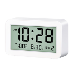 得力（deli）儿童节多功能电子闹钟儿童卧室智能床头钟开学学生专用起床神器白LE102开学必备新年礼物
