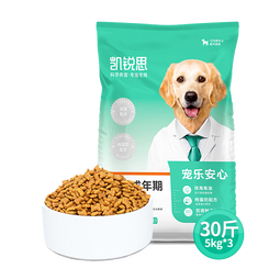 凯锐思【宠乐安心】成犬专用15kg 中大型小型犬金毛边牧通用狗粮30斤