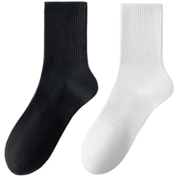 棉十三袜子男士长筒男袜中筒春秋季商务休闲纯色白色潮长袜运动风7双