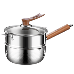 三四钢雪平锅内层316L不锈钢奶锅辅食小汤锅泡面煮锅20cm食品级一体成型