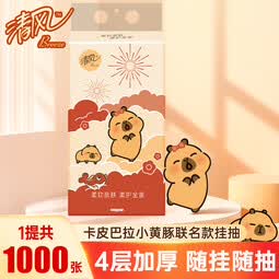 清风卡皮巴拉抽纸悬挂式挂抽4层加厚实惠装家用餐巾纸厕纸卫生纸抽 1提共1000张