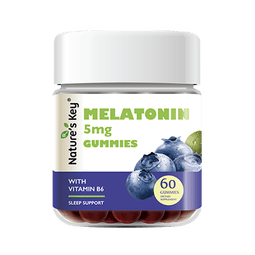 Nature's Key美国进口自然之钥褪黑素软糖5mg褪黑素/2粒 含维生素B6舒缓释压 蓝莓味褪黑素软糖 60粒*1瓶 【舒压放松睡】
