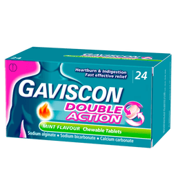 嘉胃斯康咀嚼片24粒 英国进口胃药胃食管反流性食管炎胃炎胃痛胃酸胃胀反酸烧心胃灼热消化不良藻酸盐不含铝