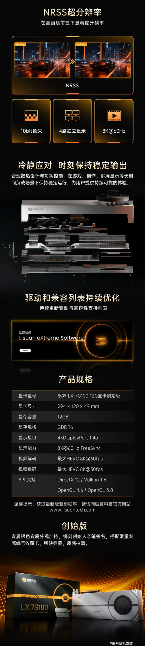 达到国内领先、国际主流水平!砺算LX 7G100显卡首发实测