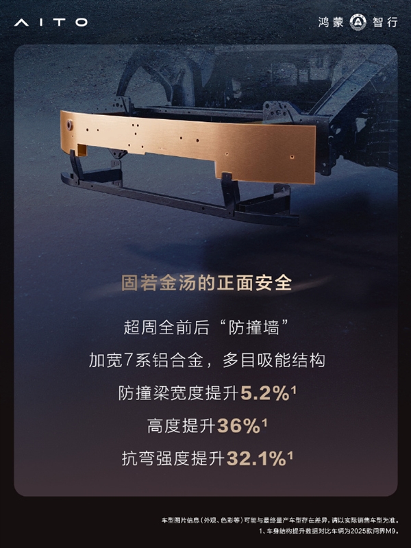 搭载全新玄武车身构架2.0！问界M9铝合金及高强度钢占比达91%