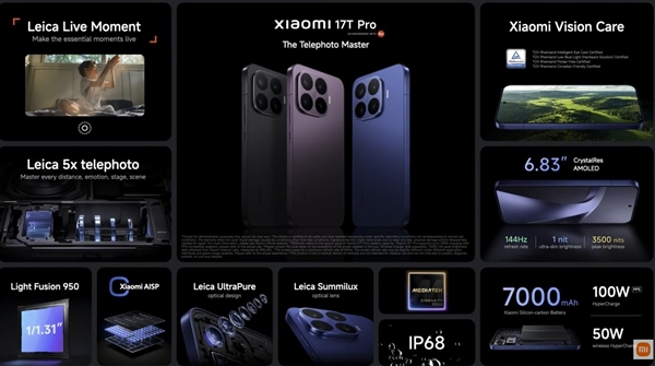 小米17T系列正式发布:小米最强天玑旗舰来了 5900元起
