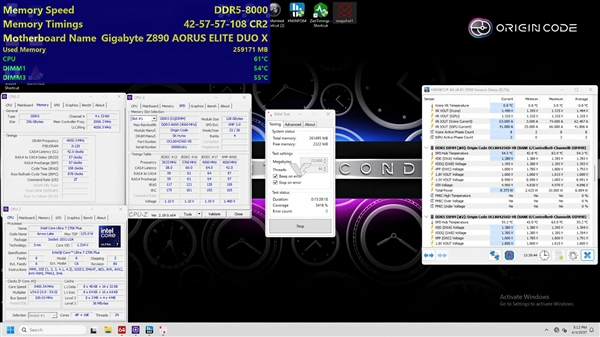双槽插满256GB！Origin Code联手技嘉、Intel推DDR5-8000内存