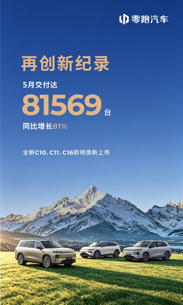 零跑杀疯了 5月交付量81569台再创新高！中国新势力首次解锁8字头成就