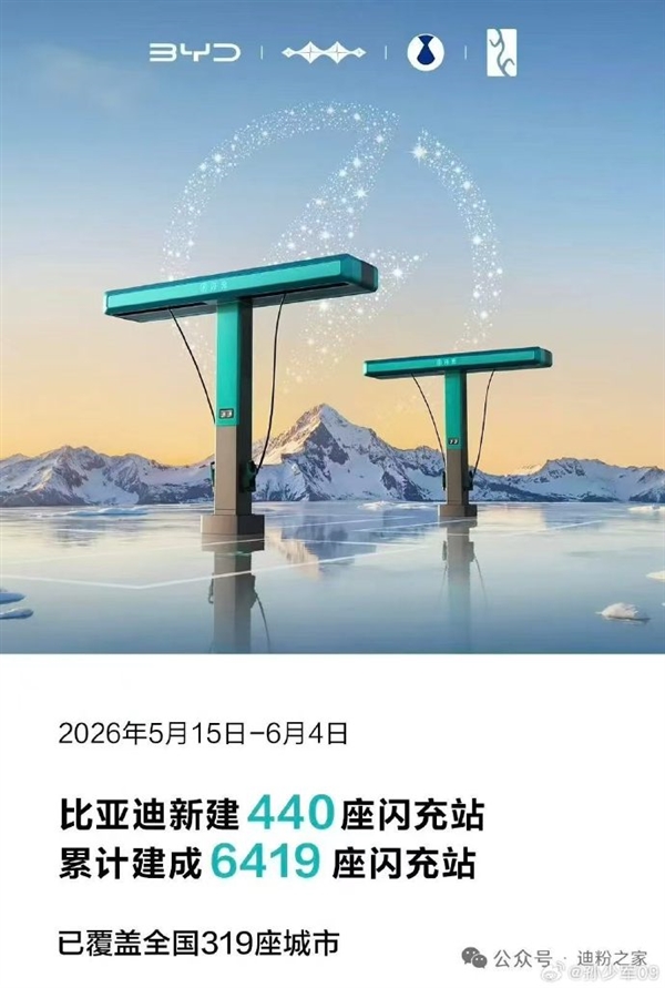 比亚迪充电布局提速:全国突破6400座闪充站