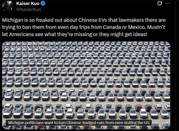 害怕美国人看到中国车 两议员想了个馊主意
