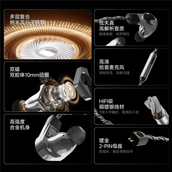 七彩虹琢HiFi级入耳式耳机正式发布！10mm动圈 299元 