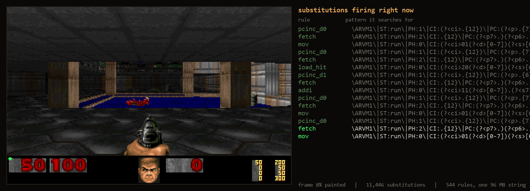 96MB文本模拟CPU!开发者用正则表达式跑通Doom:一帧需要180秒