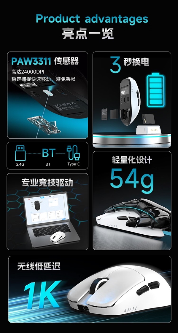 黑爵推出AJ159 V2 MC三模鼠标!99元
