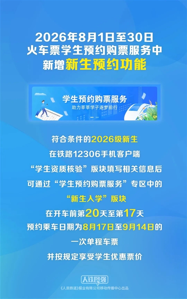 12306新功能上线 大一新生没有学生证也能买半价学生票